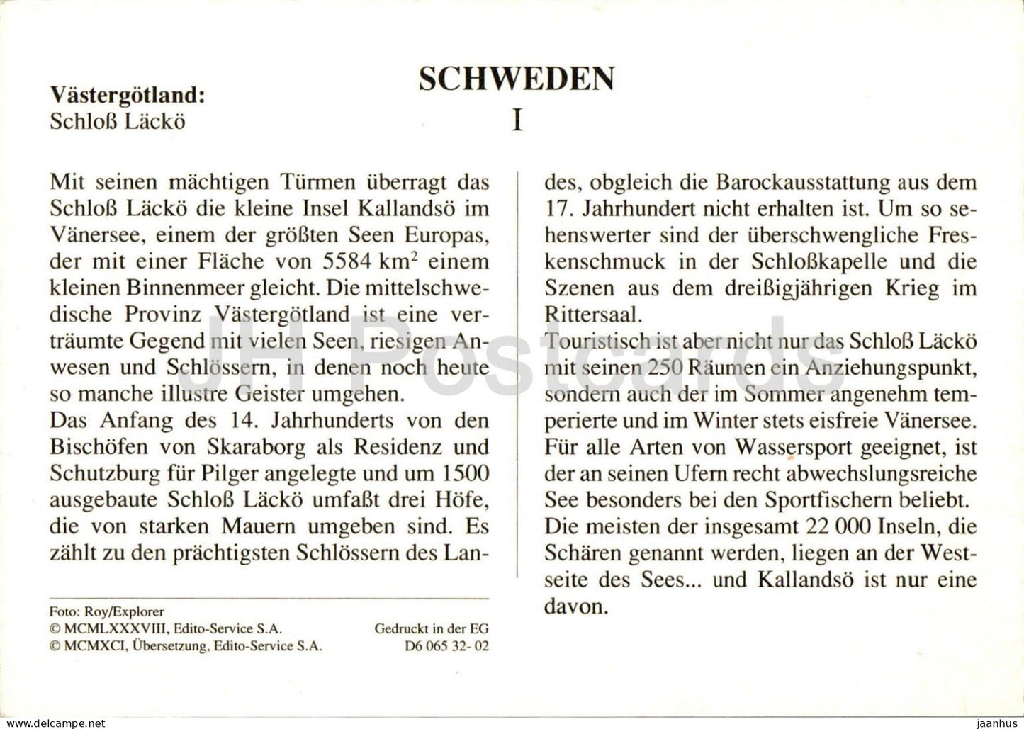 Lacko castle - I - Sweden - unused