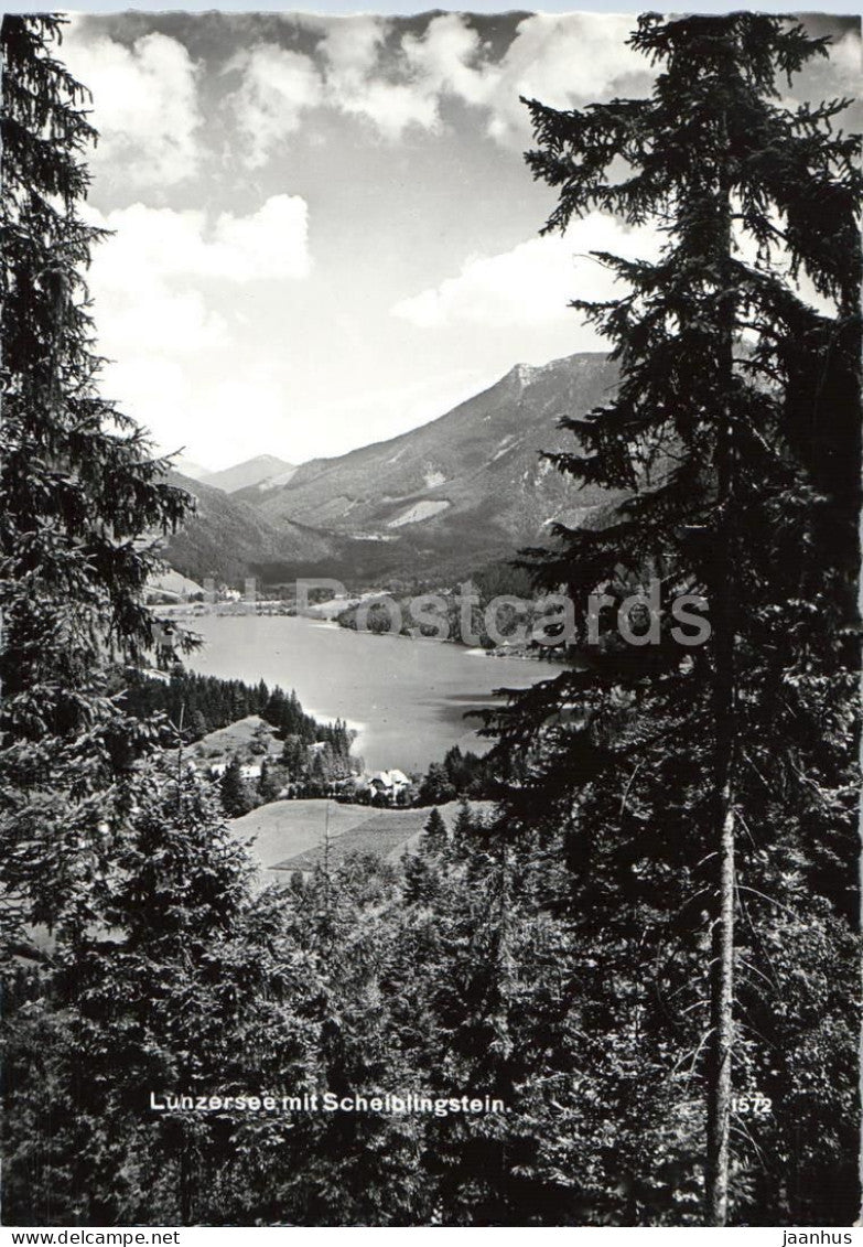 Lunzersee 607 m mit Scheiblingstein - alpine lake - mountain view - 1 - 1572 - old postcard - Austria - unused - JH Postcards
