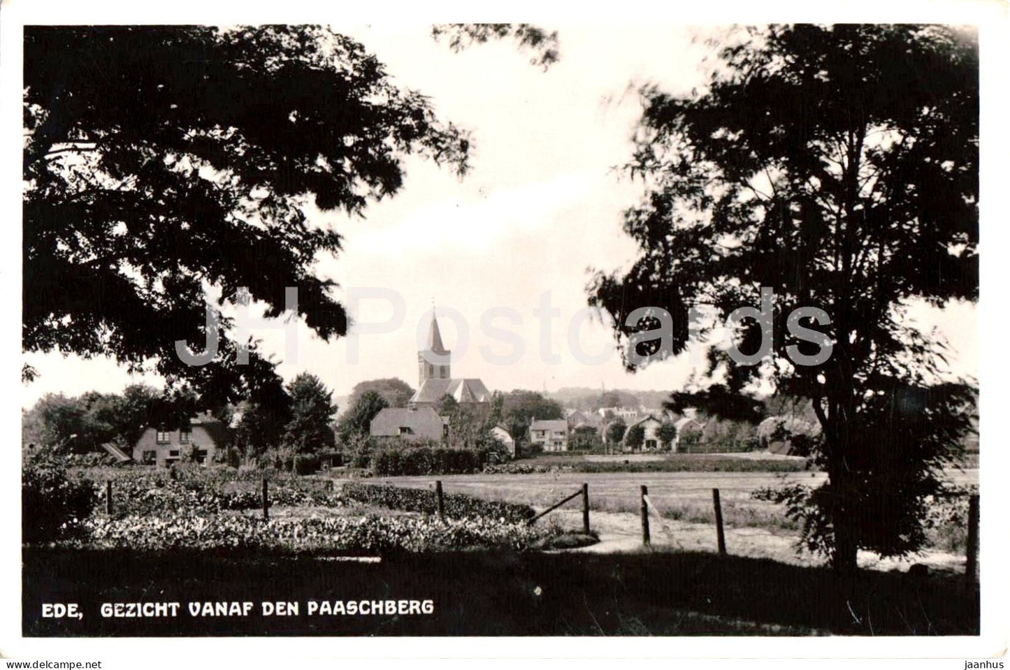 Ede - Gezicht vanaf den Paaschberg - View from Paaschberg village view - church - old postcard 1953 - Netherlands - used - JH Postcards
