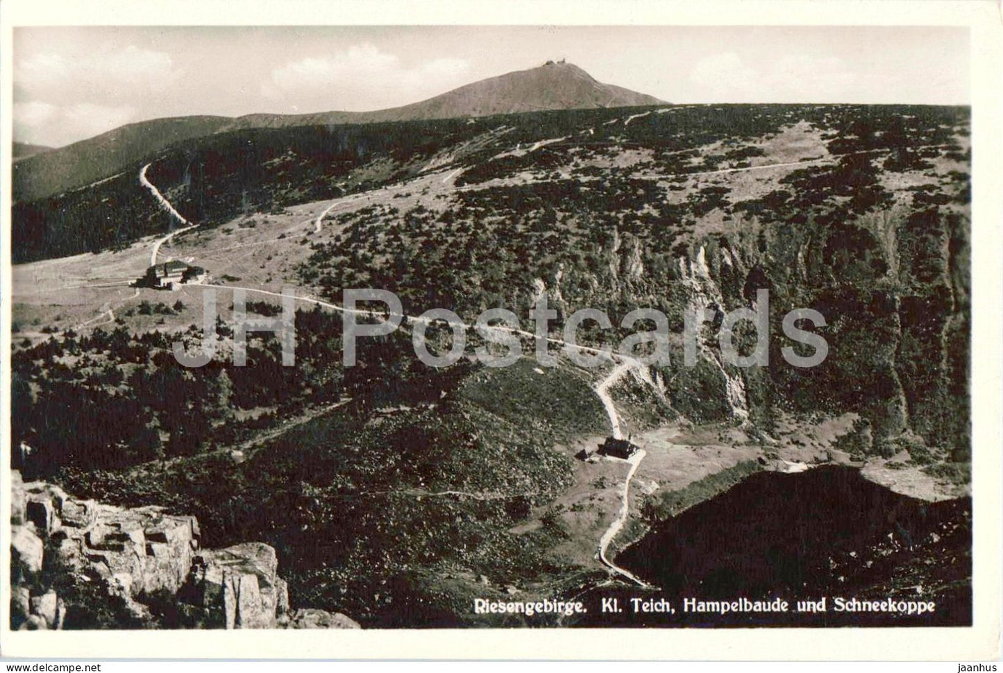 Riesengebirge - Kl. Teich Hampelbaude und Schneekoppe - old postcard - Poland - unused - JH Postcards