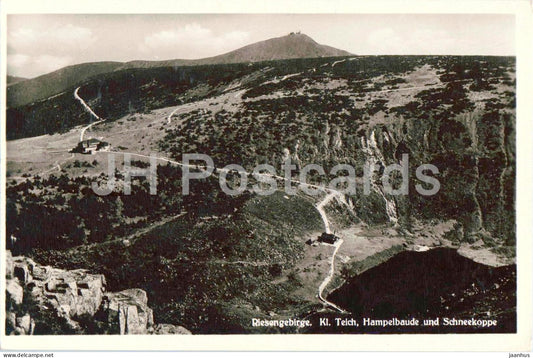 Riesengebirge - Kl. Teich Hampelbaude und Schneekoppe - old postcard - Poland - unused - JH Postcards