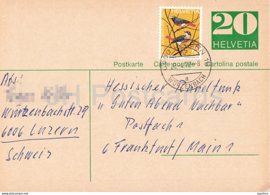 Guten Abend Nachbarn - Hessischer Rundfunk - postal stationery - 16 - 1972 - Switzerland - used - JH Postcards