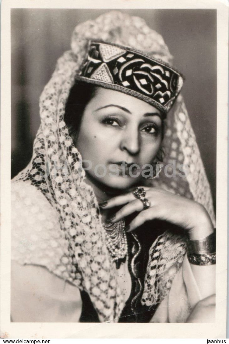 Tamara Khanum - Uzbek dancer portrait traditional costume - 1956 - Russia - USSR - unused - JH Postcards