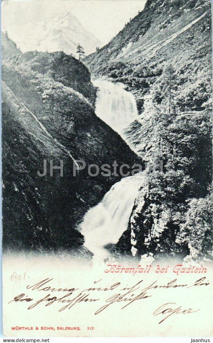 Barenfall bei Gastein - Waterfall - mountains - 312 - old postcard - 1901 - Austria - used - JH Postcards