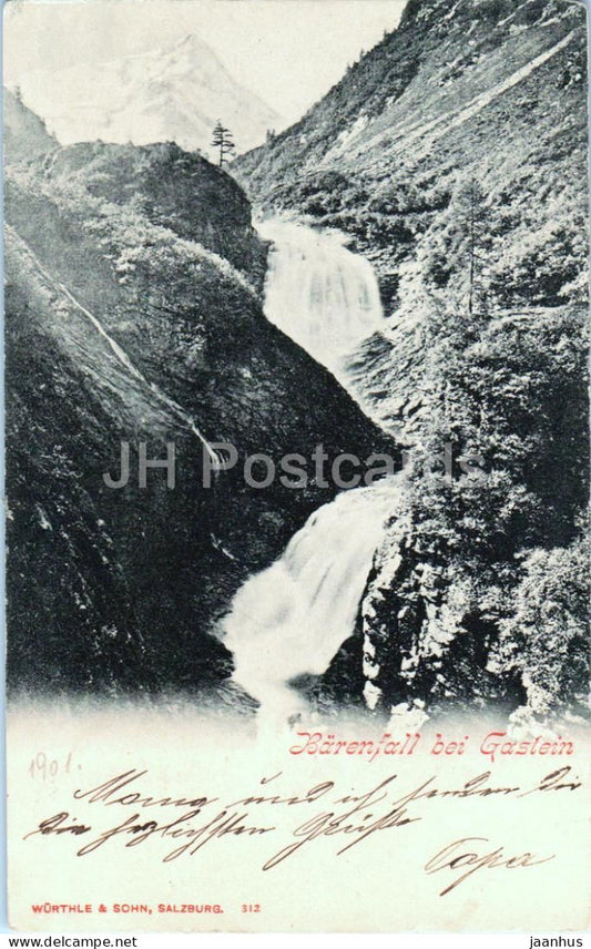 Barenfall bei Gastein - Waterfall - mountains - 312 - old postcard - 1901 - Austria - used - JH Postcards