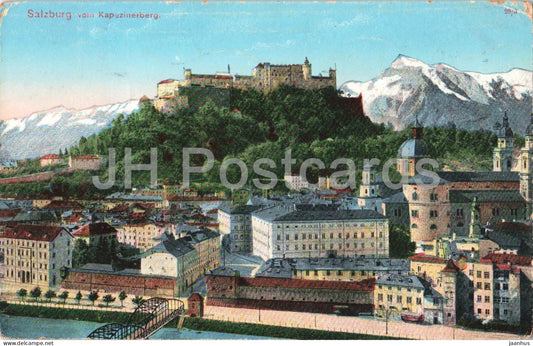 Salzburg vom Kapuzinerberg - old postcard - 1910s - Austria - used - JH Postcards