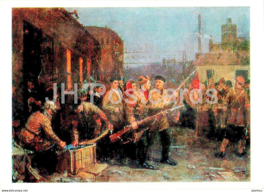 painting by S. Levenkov - The uprising has begun . October 1917 - revolution - Russian art - 1978 - Russia USSR - unused - JH Postcards