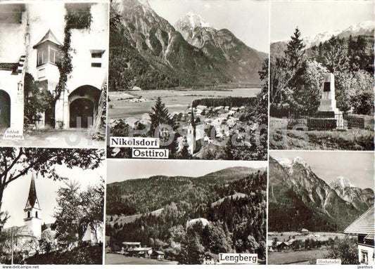Nikolsdorf Osttirol - Lengberg - village - church - castle - mountains - multiview - old postcard - Austria - unused - JH Postcards