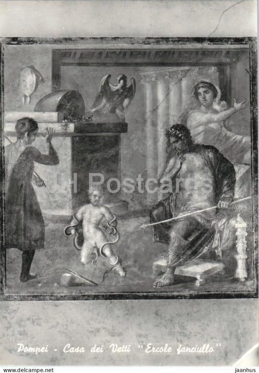 Pompei - Pompeii - Casa dei Vettii - Ercole fanciullo - Hercules as Child - ancient world old postcard - Italy - unused - JH Postcards
