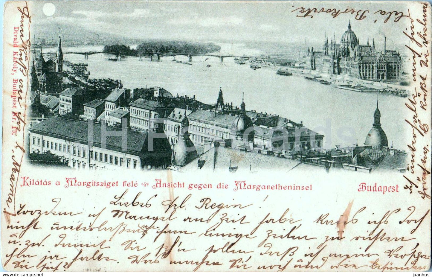Budapest - Kilatas a Margitsziget fele - Ansicht gegen die Margaretheninsel - old postcard - 1900s - Hungary - used - JH Postcards