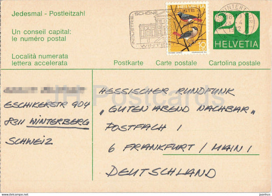 Guten Abend Nachbarn - Hessischer Rundfunk - postal stationery - 22 - 1972 - Switzerland - used - JH Postcards