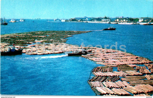 Arkhangelsk - Log rafting on the Severnaya Dvina river - 1972 - Russia USSR - unused - JH Postcards