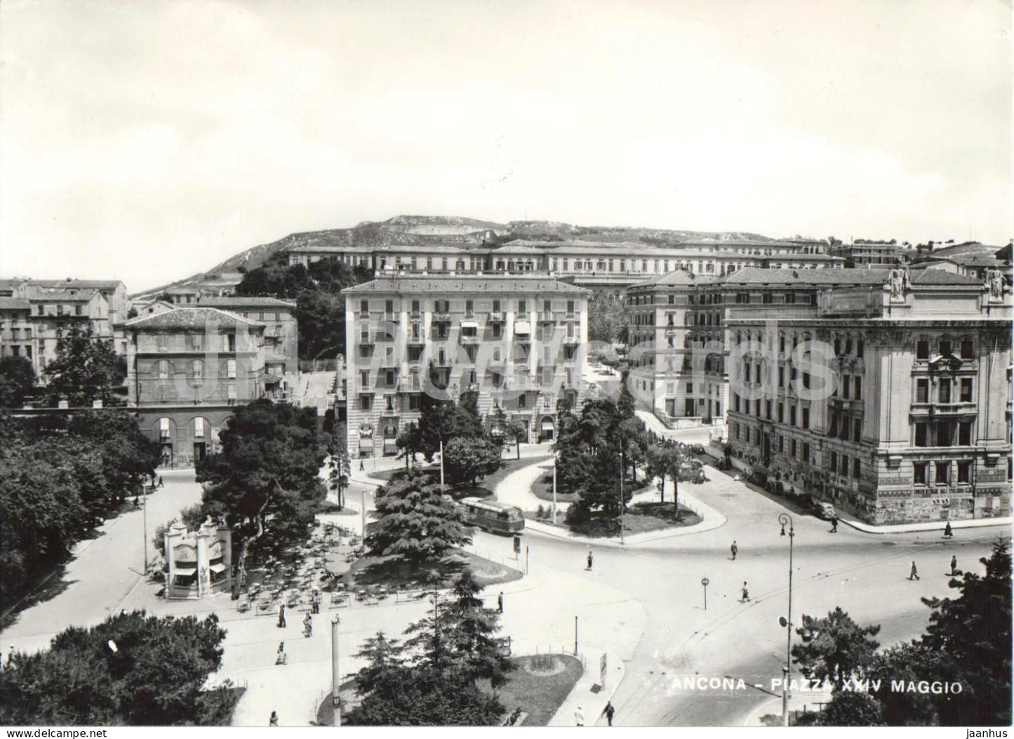 Ancona - Piazza XXIV Maggio - 24 May Square - city - streets - old postcard - Italy - unused - JH Postcards