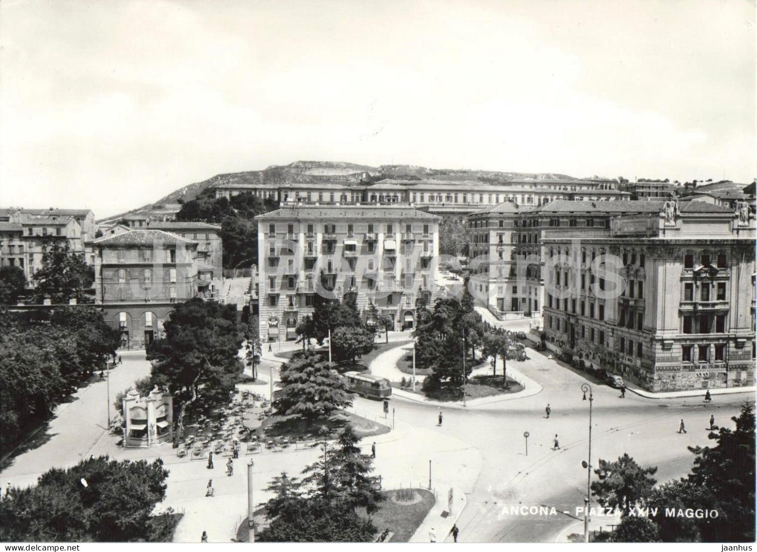 Ancona - Piazza XXIV Maggio - 24 May Square - city - streets - old postcard - Italy - unused - JH Postcards