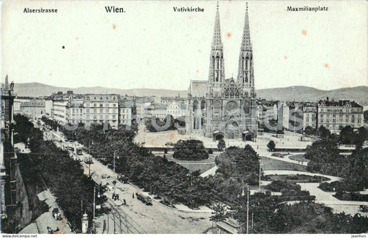 Wien - Vienna - Alserstrasse Votivkirche Maximilianplatz - old postcard - 1915 - Austria - used - JH Postcards