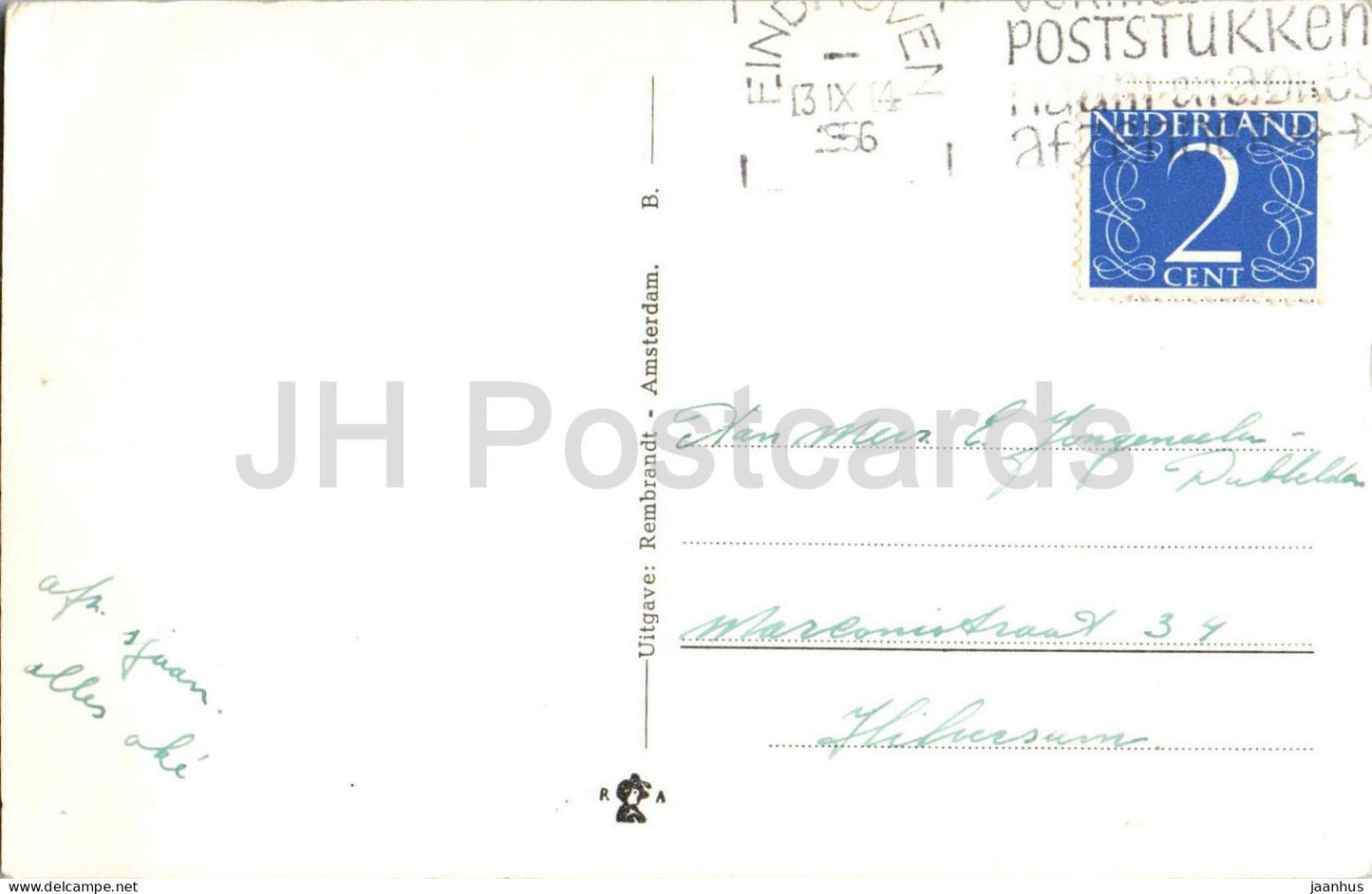 Groeten uit Eindhoven - Greetings - station - Philips factory - Rechtestraat - old postcard - 1956 - Netherlands - used