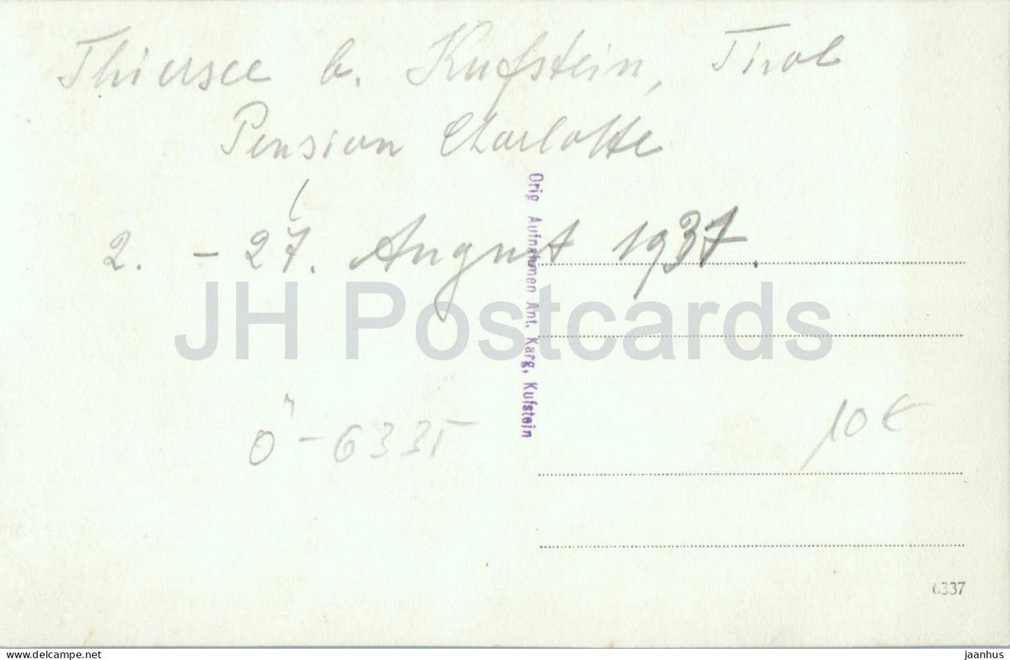 Thiersee bei Kufstein - Pension Charlotte - 6337 - old postcard - 1937 - Austria - used