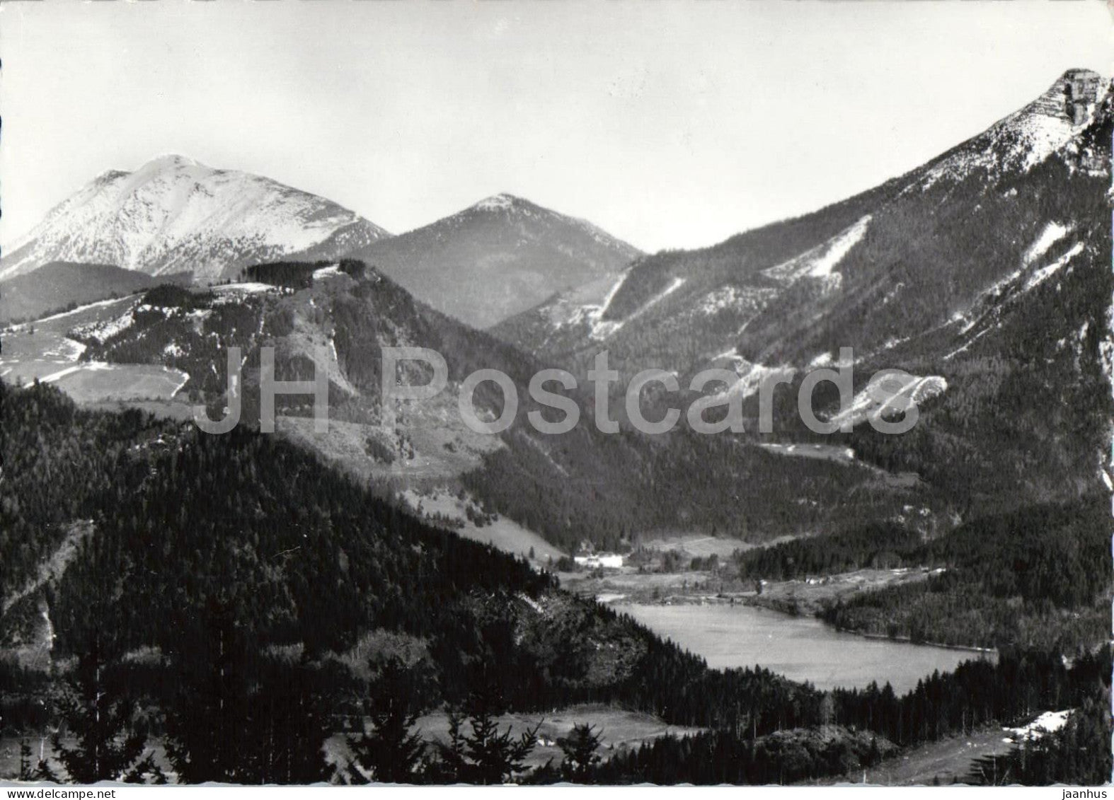 Lunzersee mit Otscher 1892 m und Scheiblingstein 1629 m - mountains - lake - 33091 - old postcard - Austria - unused - JH Postcards