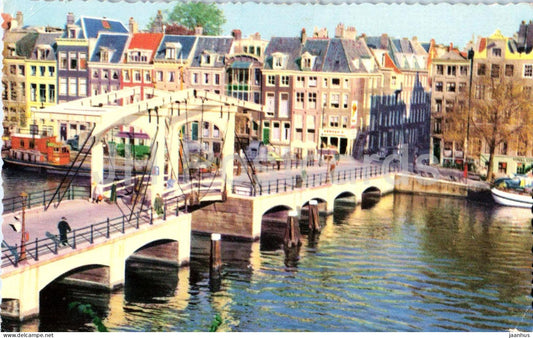 Amsterdam - Amstel met magere Brug - Amstel with Bridge - canal - bridge - old postcard - 1959 - Netherlands - used - JH Postcards