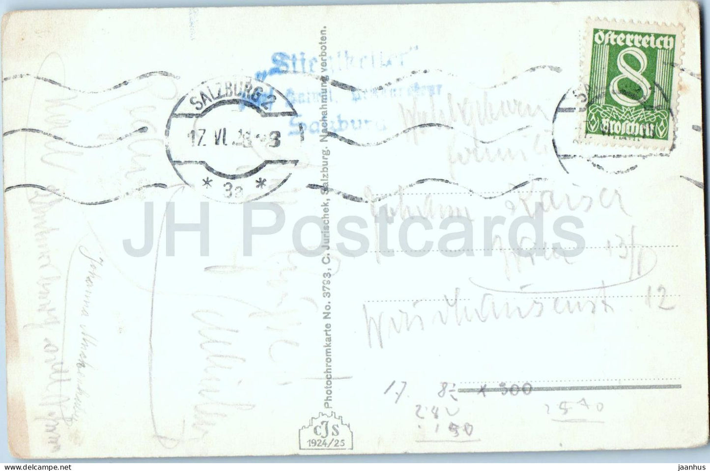 Salzburg vom Kapuzinerberg - 3793 - old postcard - 1928 - Austria - used