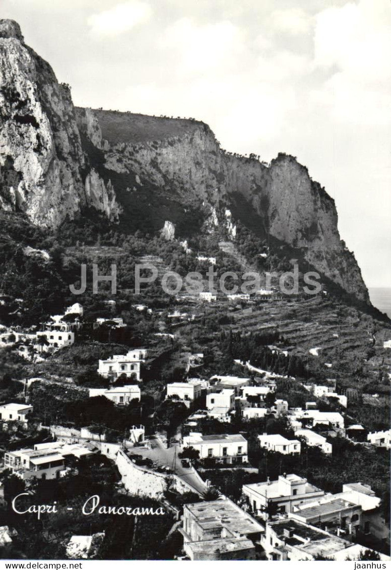 Capri - Panorama - island - cliffs - town view - landscape - old postcard - Italy - unused - JH Postcards