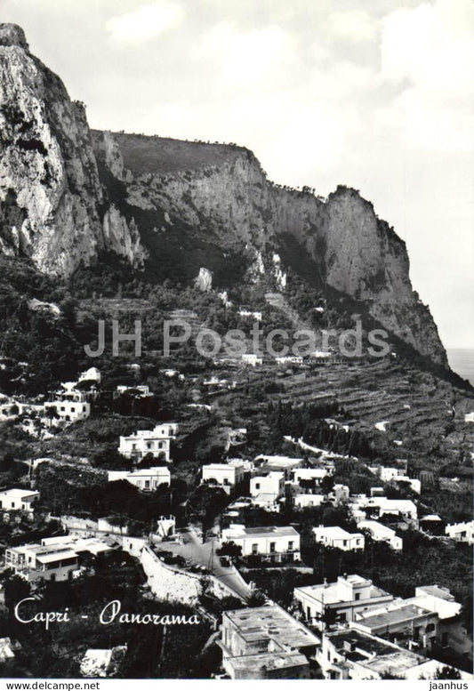 Capri - Panorama - island - cliffs - town view - landscape - old postcard - Italy - unused - JH Postcards