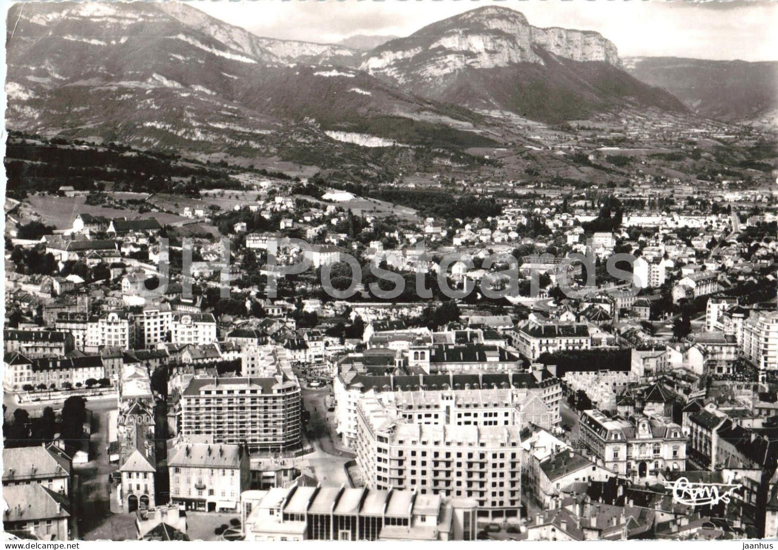 Chambery - Vue aerienne - Au fond le Nivolet - Aerial view - Mount Nivolet - 4 - old postcard - 1968 - France - used - JH Postcards