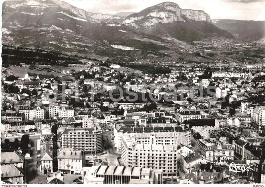 Chambery - Vue aerienne - Au fond le Nivolet - Aerial view - Mount Nivolet - 4 - old postcard - 1968 - France - used - JH Postcards
