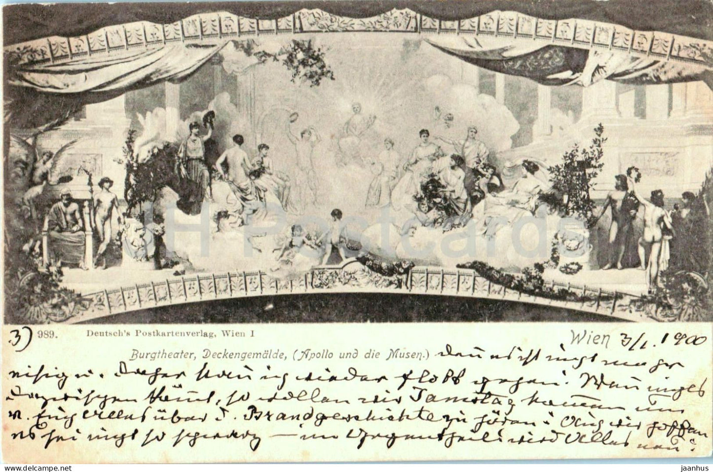 Wien - Vienna - Burgtheater Deckengemalde Apollo und die Musen theatre - No. 989 - old postcard - 1900 - Austria - used - JH Postcards