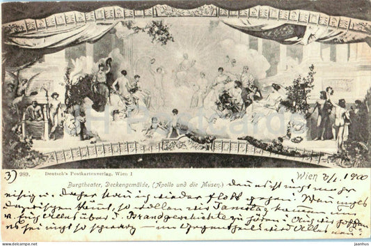 Wien - Vienna - Burgtheater Deckengemalde Apollo und die Musen theatre - No. 989 - old postcard - 1900 - Austria - used - JH Postcards