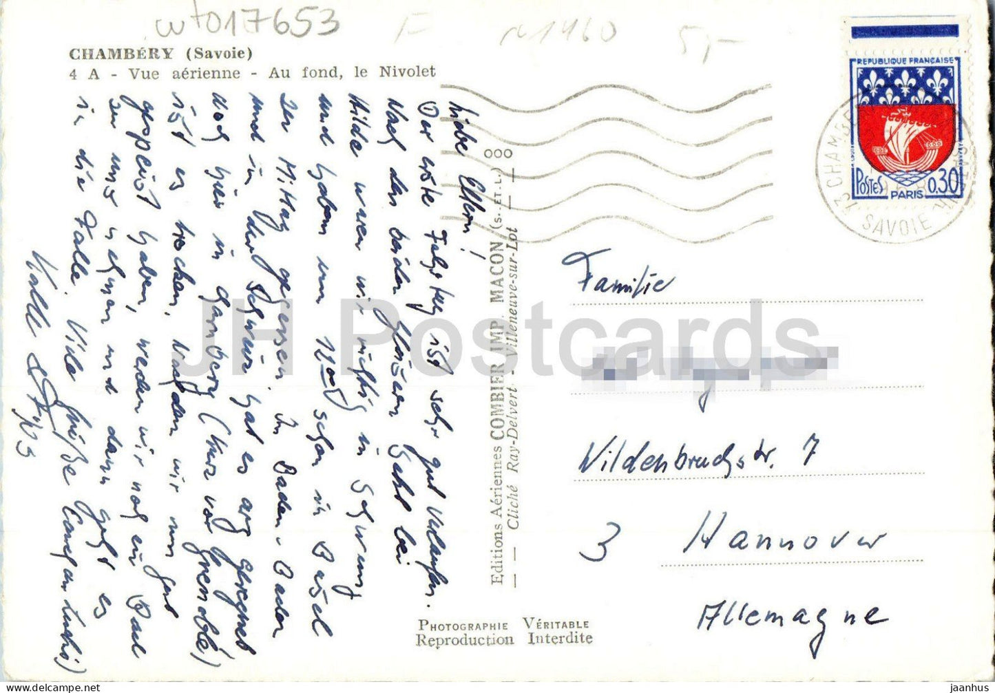Chambery - Luftaufnahme - Im Hintergrund der Nivolet - Luftaufnahme - Berg Nivolet - 4 - alte Postkarte - 1968 - Frankreich - gebraucht