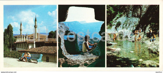 Crimea - Bakhchisarai palace facade - Eski-Kermen cave city - Bath of Youth canyon - USSR Ukraine - unused - JH Postcards