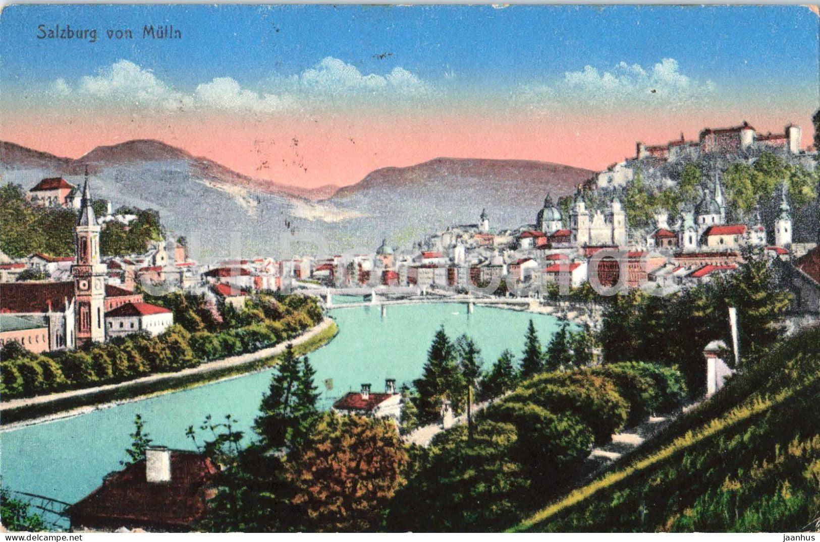 Salzburg vom Mulla - 13058 - old postcard - 1910s - Austria - used - JH Postcards