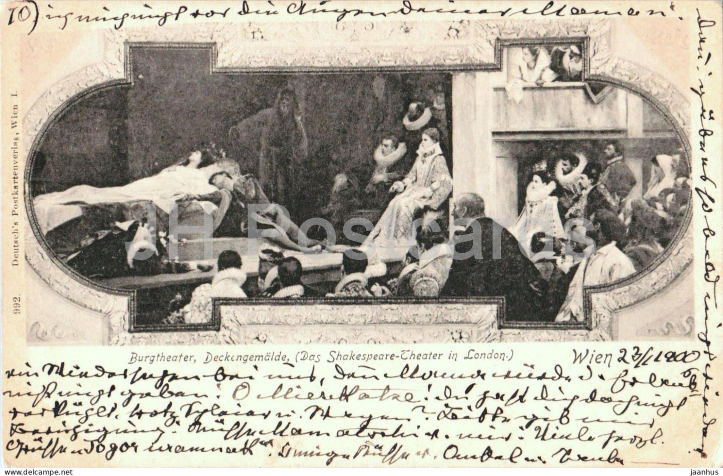 Wien - Vienna - Burgtheater Deckengemalde Das Shakespeare-Theater in London theatre old postcard 1900 - Austria - used - JH Postcards