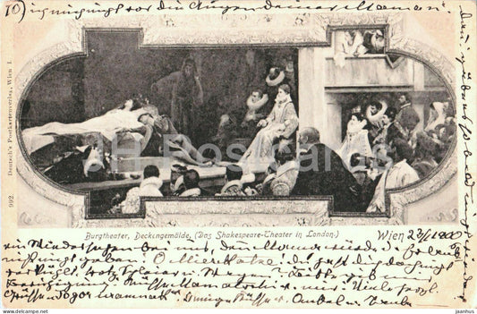 Wien - Vienna - Burgtheater Deckengemalde Das Shakespeare-Theater in London theatre old postcard 1900 - Austria - used - JH Postcards