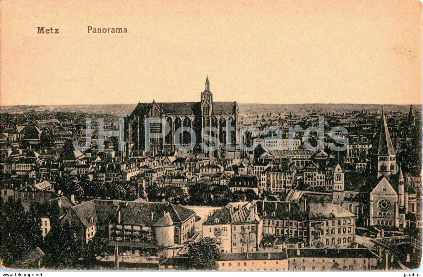 Metz Panorama - city view - cathedral - architecture - No. 130 - old postcard - France - unused - JH Postcards