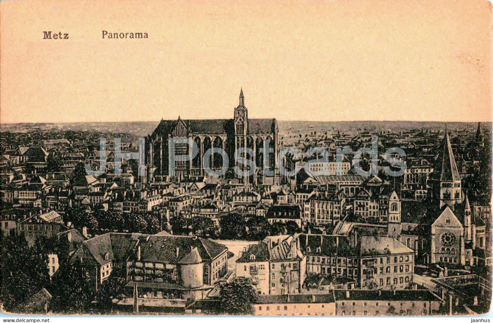 Metz Panorama - city view - cathedral - architecture - No. 130 - old postcard - France - unused - JH Postcards