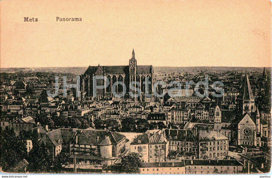 Metz Panorama - city view - cathedral - architecture - No. 130 - old postcard - France - unused - JH Postcards