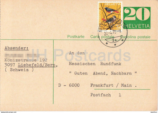 Guten Abend Nachbarn - Hessischer Rundfunk - postal stationery - 9 - 1972 - Switzerland - used - JH Postcards
