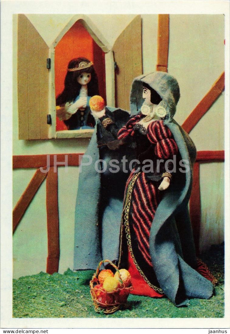 Snow White and the Seven Dwarfs - apple - puppet - Karelian Fairy Tale by Brothers Grimm - 1972 - Russia USSR - unused - JH Postcards