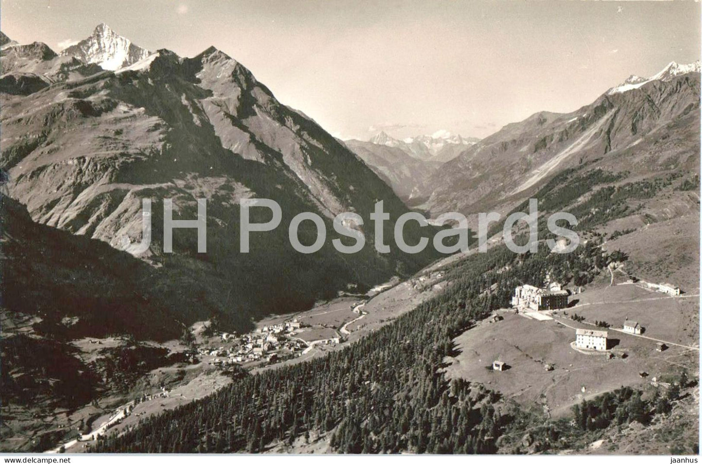 Hotel Riffelalp ob Zermatt - Weisshorn und Mettelhorn - 6867 - old postcard - Switzerland - unused - JH Postcards