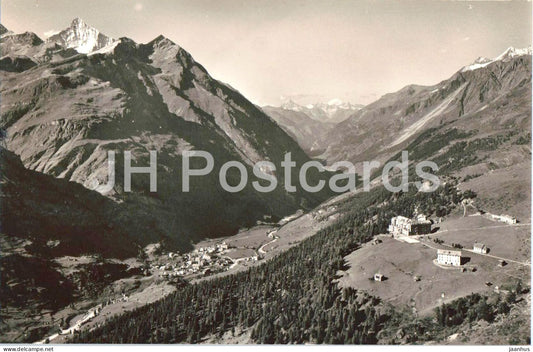 Hotel Riffelalp ob Zermatt - Weisshorn und Mettelhorn - 6867 - old postcard - Switzerland - unused - JH Postcards