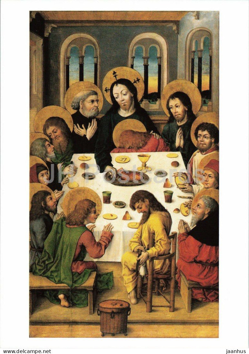 painting by Master of the Housebook - The Last Supper - Das Abendmahl - German art - 1992 - Switzerland - unused - JH Postcards