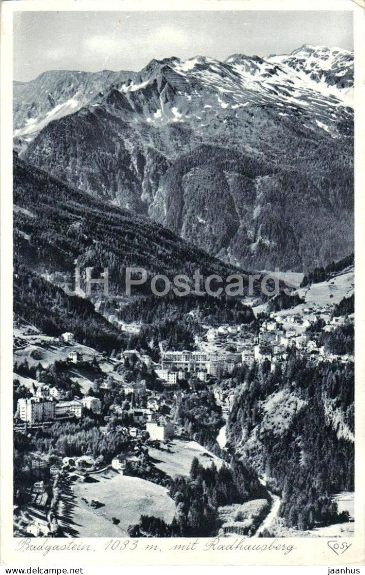 Badgastein - 1083 m mit Radhausberg - mountains - alpine town view - 2771 - old postcard - Austria - used - JH Postcards
