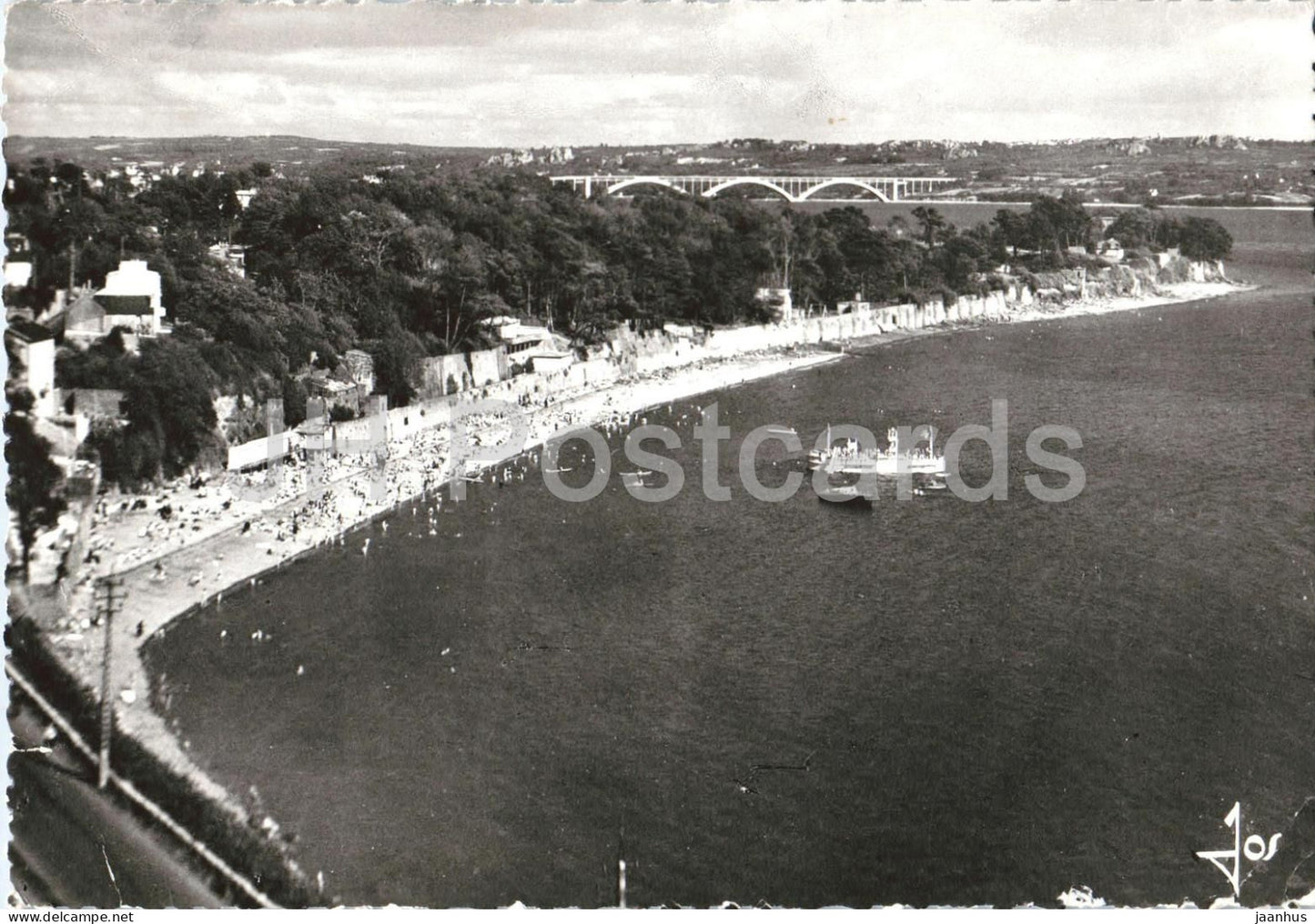 Brest - La plage St Marc et le Pont de Plougastel - beach - bridge - 1427 - old postcard - 1959 - France - used - JH Postcards