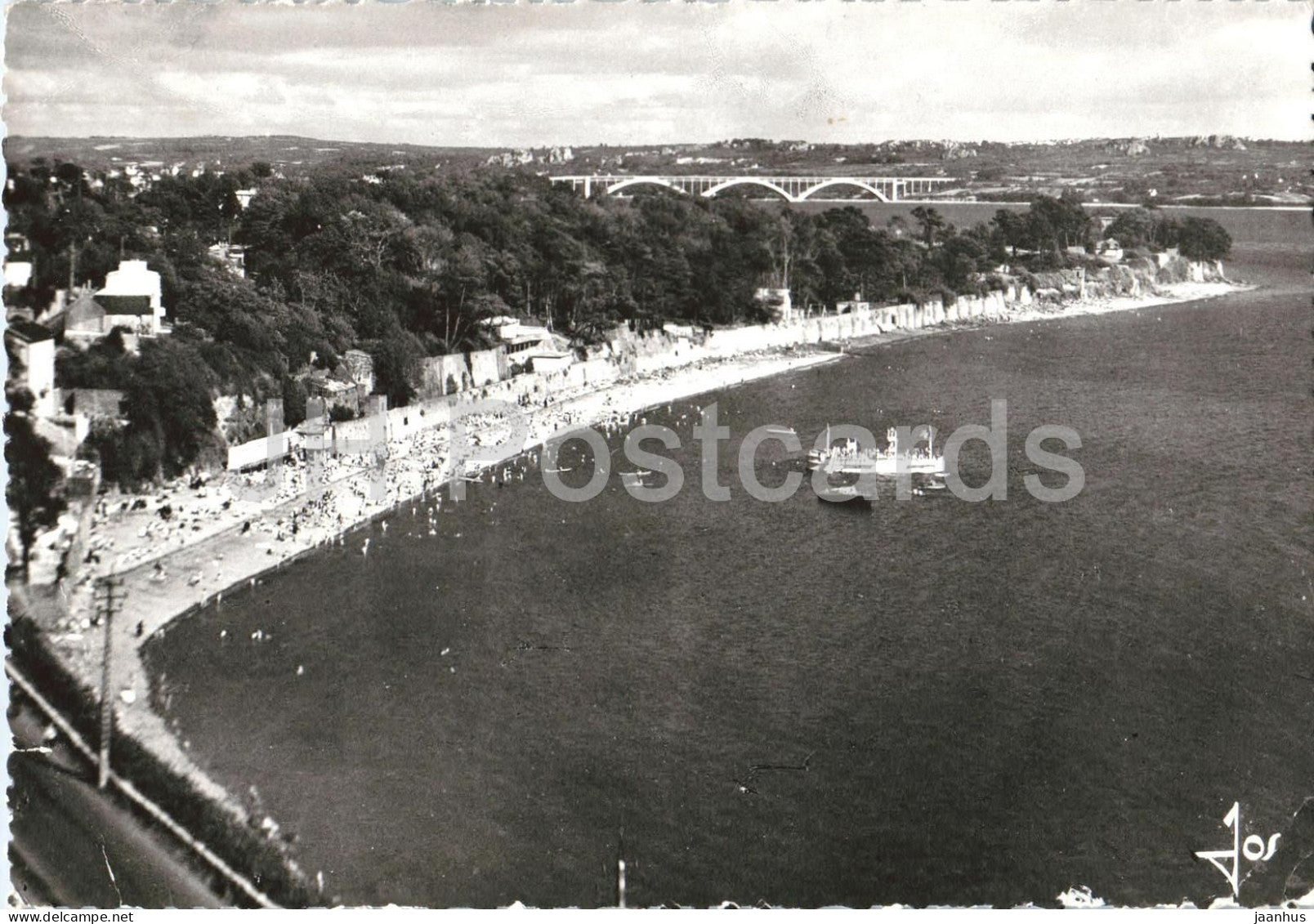 Brest - La plage St Marc et le Pont de Plougastel - beach - bridge - 1427 - old postcard - 1959 - France - used - JH Postcards