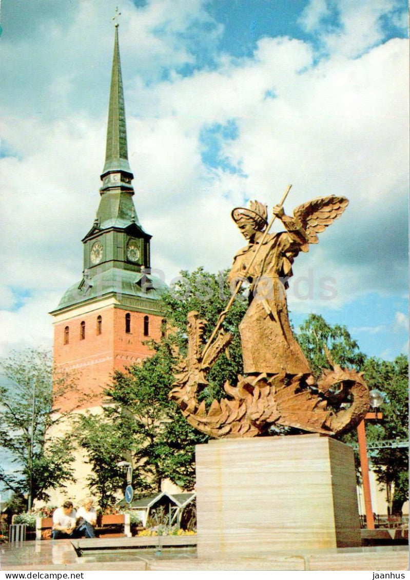 Dalarna - Mora - bronsstatyn Sankt Mikael - D-10-196 - Sweden - used - JH Postcards