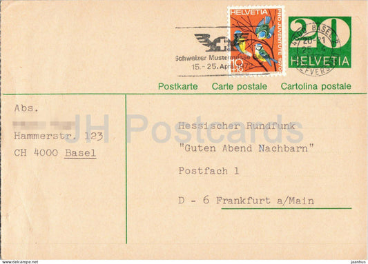 Guten Abend Nachbarn - Hessischer Rundfunk - postal stationery - 6 - 1972 - Switzerland - used - JH Postcards
