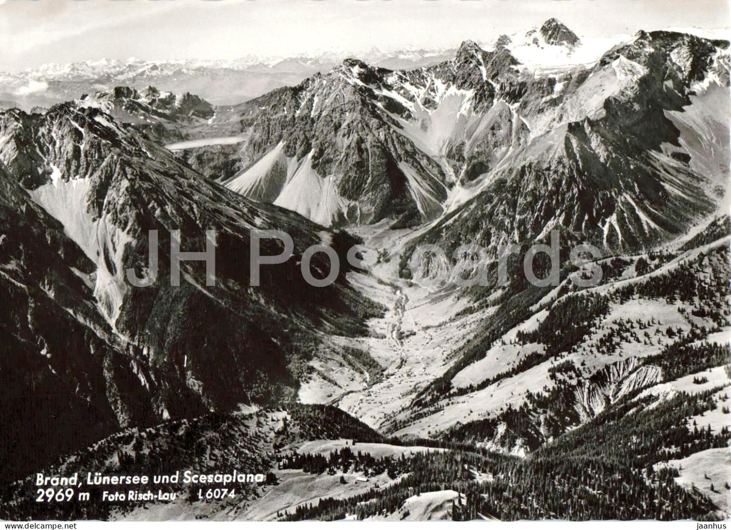 Brand Lunersee und Scesaplana 2969 m - Alps - valley - panorama - 6074 - old postcard - Austria - unused - JH Postcards