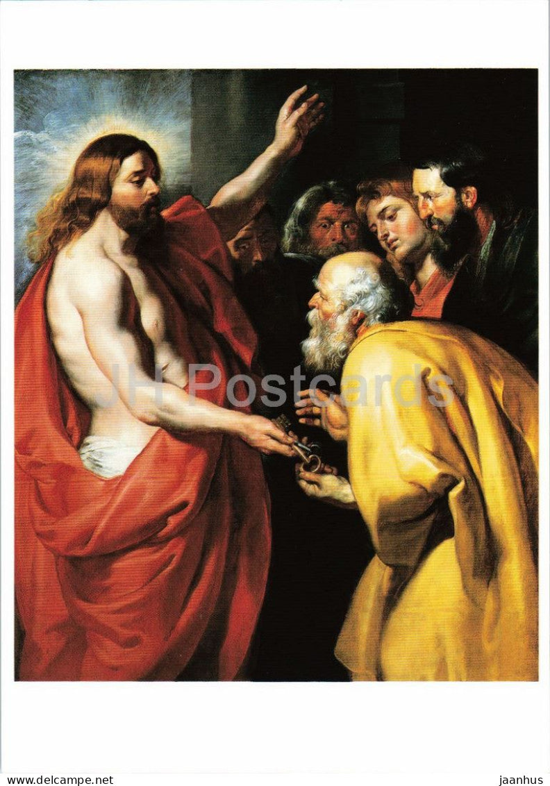 painting by Peter Paul Rubens - Christ Gives the Keys to Saint Peter Himmelschlussel Flemish art - Switzerland - unused - JH Postcards